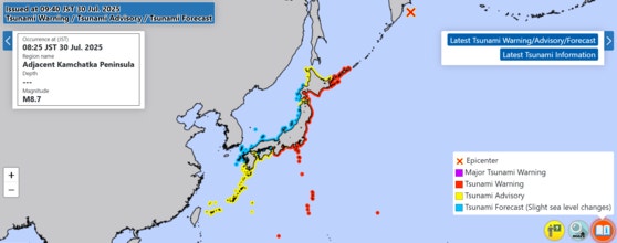 러 <b>캄차카</b>반도 8.7 강진…일본 3m '<b>쓰나미 경보</b>'에 주민 대피