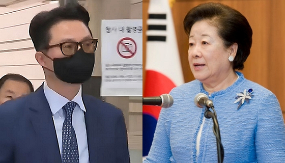 윤영호 전 통일교 세계본부장(왼쪽), 한학자 통일교 총재. 〈사진=JTBC 캡처(왼쪽), 연합뉴스〉