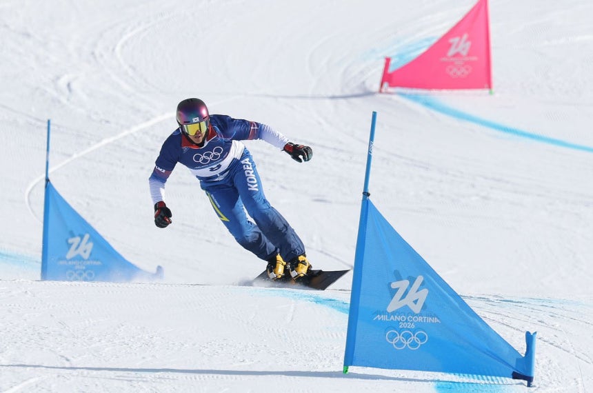 김상겸의 올림픽   (리비뇨=연합뉴스) 류영석 기자 = 8일(현지시간) 이탈리아 리비뇨 스노파크에서 열린 2026 밀라노-코르티나담페초 동계올림픽 스노보드 남자 평행 대회전 8강전