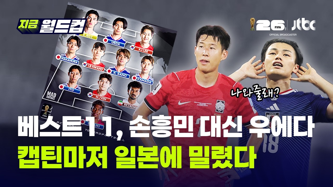 월드컵 아시아 베스트 11, 손흥민 대신 우에다.일본의 절반밖에 안 되는 한국