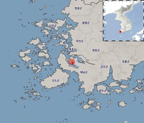 전남광주 <b>해남</b>서 또 <b>규모 2.2 지진</b>…2주간 10차례