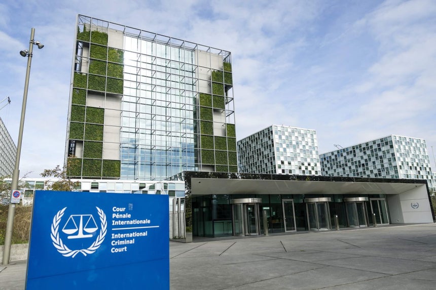 (FILES) This photograph shows a view of the International Criminal Court (ICC) in The Hague on September 23,2026.Dutch