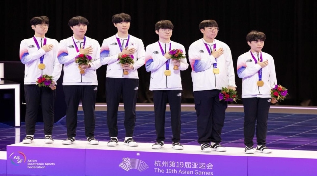 출처:한국e스포츠협회 / 2022 항정우 아시안게임 리그 오브 레전드(LoL) 한국 대표팀 선수단.