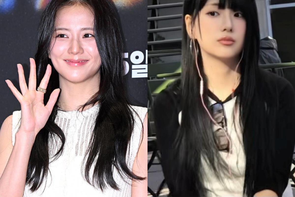 キム・ジユンの近況写真とBLACKPINKジスの写真を並べた画像