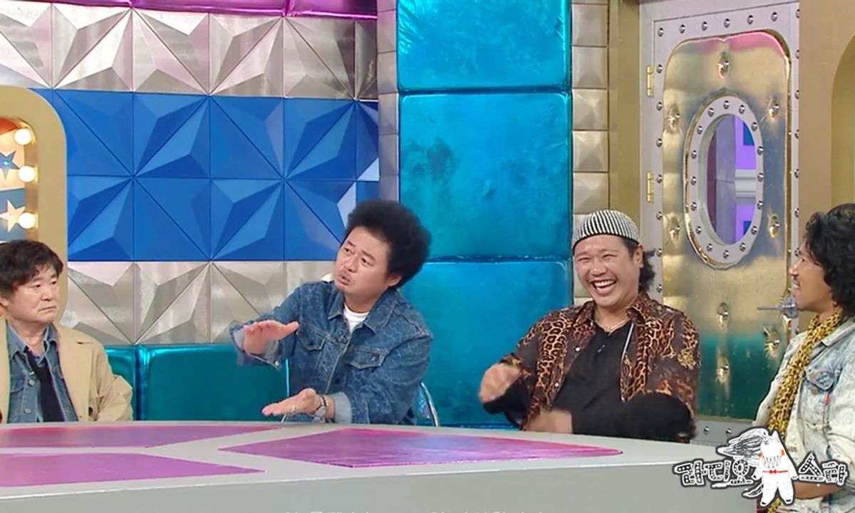 MBC『ラジオスター』の収録セットで話すユン・テクら出演者