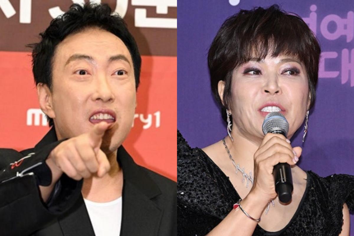 番組写真に並ぶパク・ミョンスとチョ・ヘリョン