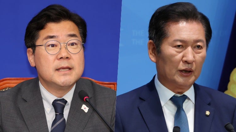 與 당권경쟁 과열 양상에 박찬대 "내부공격 중단해달라"…<b>정청래</b>는 <b>봉하</b>...