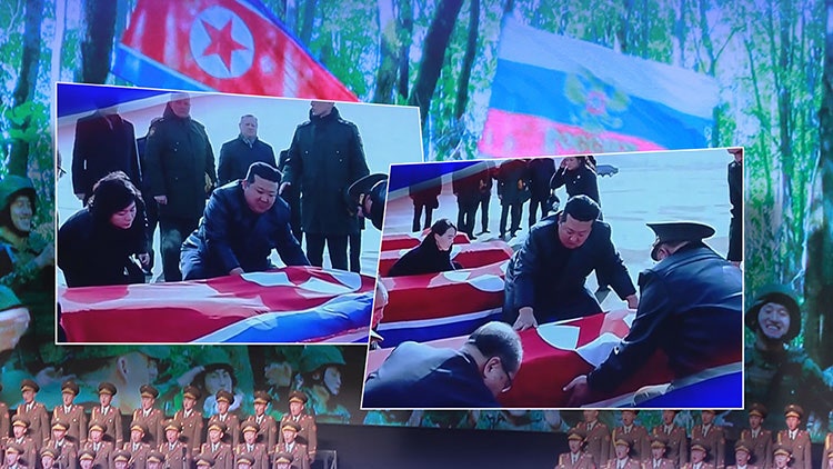 北, 우크라이나 파병군 모습 첫 공개…김정은, <b>북한군</b> 전사자 관 만지며...