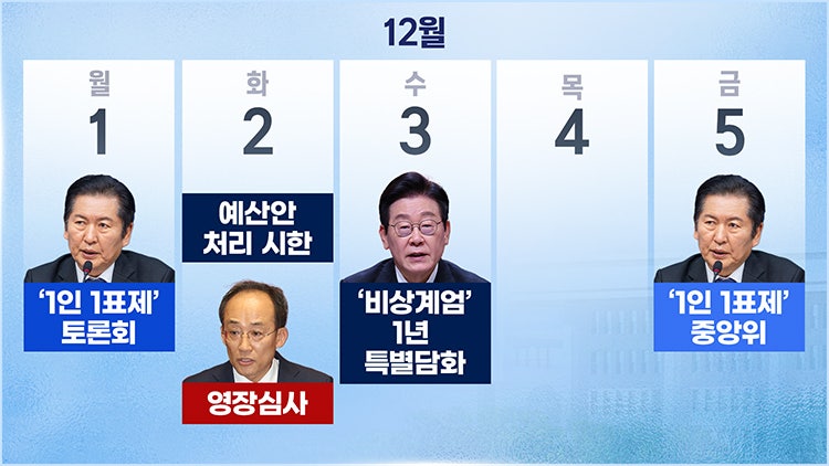 [정치뷰] 정청래 '1인 1표', 이번주 마무리…'계엄 1년' 맞물린 <b>추경호</b> ...