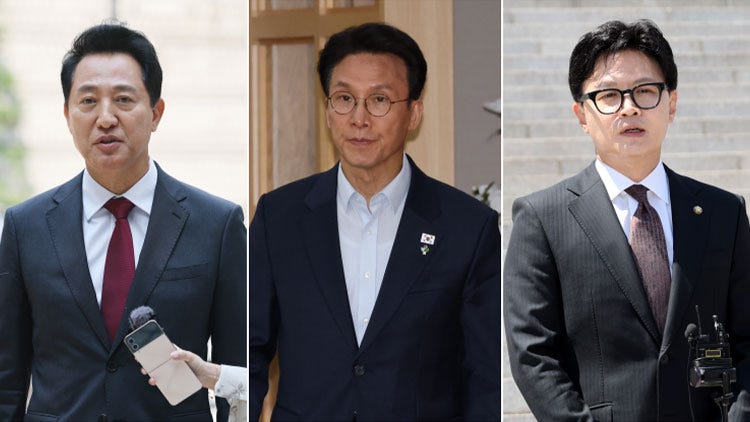차기 대선후보 적합도, 오세훈16.4%·김민석15.3%·한동훈15.0%