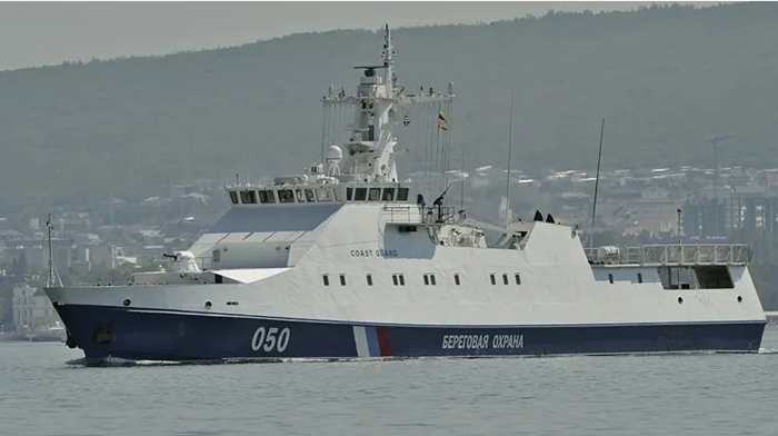 드론 공격을 받은 러시아 군함 오호트니크호의 모습. 사진=뉴시스( 리가닷넷)