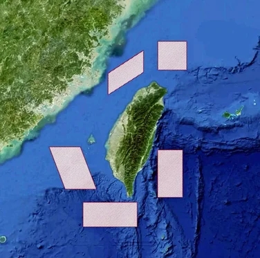 중국군이 발표한 대만 포위 훈련 지도.중국군 SNS