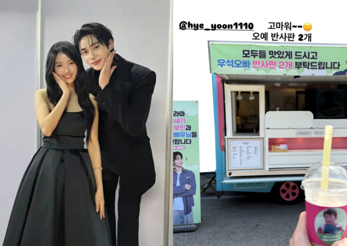 <b>김혜윤</b>-<b>변우석</b>, ‘<b>솔선 커플</b>’ 인연ing…촬영장 커피차 응원