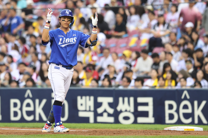 강민호가 1루수에? 삼성이 보여준 ‘진기명기’…잠실에서 무슨 일이 벌어진 걸까 [SS잠실in]
