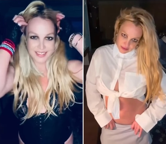 黒いレースの衣装で踊るブリトニー・スピアーズを捉えたSNS動画の場面