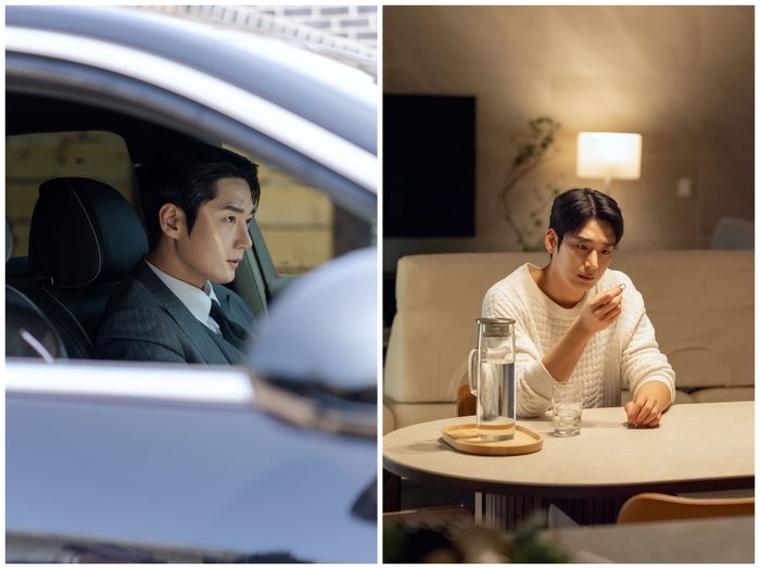短編ドラマ『私を忘れた私の恋人』で、車内で前を見据える姿と白いニット姿の場面が並ぶチェ・ウォンミョン