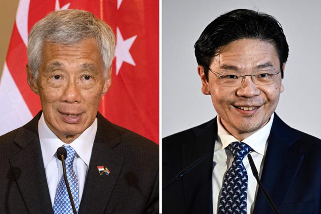 싱가포르 국부인 리콴유 초대 총리의 장남인 리셴룽(왼쪽 사진) 싱가포르 총리와 로런스 웡 차기 총리. AFP 연합뉴스