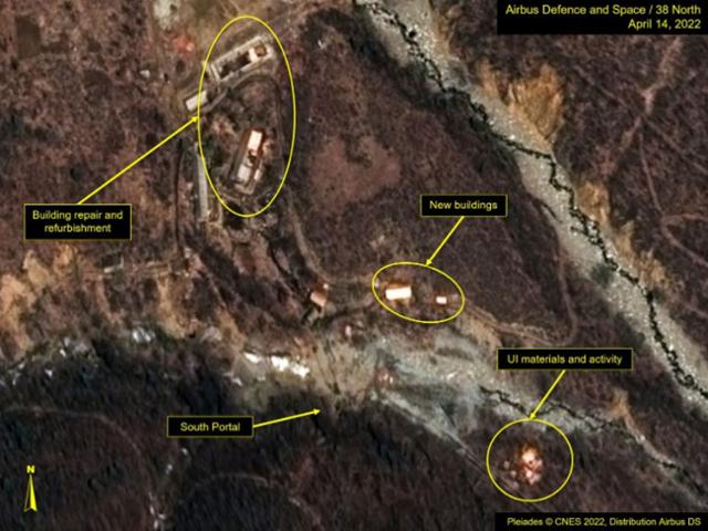 2022년 북한 함경북도 길주군 풍계리 핵실험장에서 새로운 갱도가 건설되고 있는 정황이 위성사진에 포착됐다. Airbus DS.