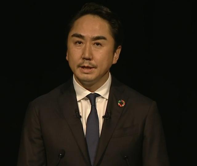 Takeshi Idezawa, CEO of Line Yahoo, is speaking at a shareholder meeting in Tokyo, Japan on the 18th. Screenshot from Line Yahoo website