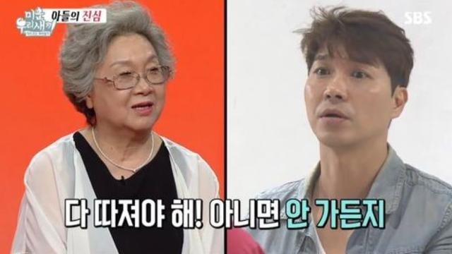 방송인 박수홍(오른쪽)과 그의 어머니. SBS 캡처