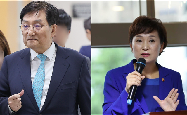 노영민(왼쪽 사진) 전 대통령 비서실장과 김현미 전 국토교통부 장관. 연합뉴스