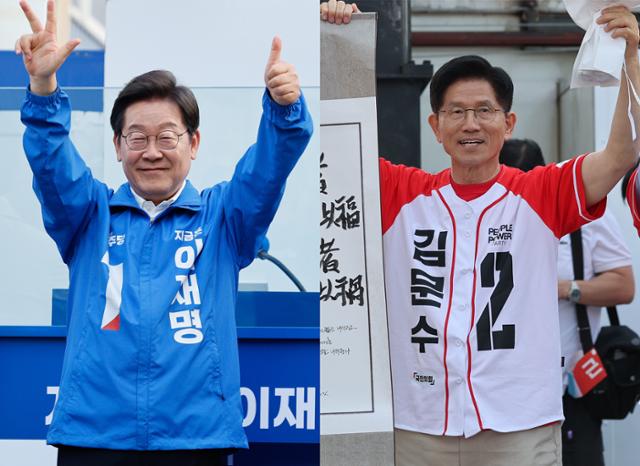 이재명 더불어민주당 대선 후보와 김문수 국민의힘 대선 후보. 뉴스1