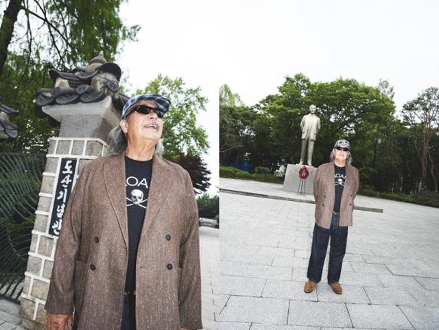 스냅백, 생지···스트리트 패션의 칠순 할아버지가 안창호 동상을 찾은 까닭은