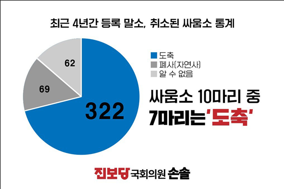 싸움소 통계. 손솔 진보당 의원실 제공
