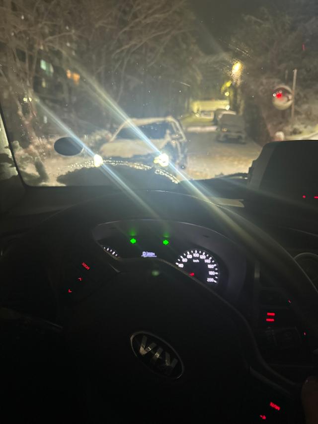 P씨의 동료 운송기사들이 4일 수도권에 내린 첫눈으로 도로에 갇혀 있다. P씨 제공