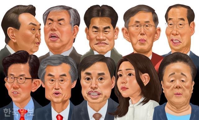 2025년 뉴스를 장식한 10대 인물들.한국일보 배계규 화백이 표현한 지난 한 해의 뉴스메이커 캐리커처.