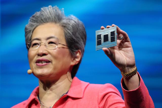 리사 수 AMD 최고경영자(CEO)가 2025년 6월 3일 아시아 최대 규모 정보기술(IT) 박람회 '컴퓨텍스 타이페이' 개막을 하루 앞두고 대만 타이페이 난강 전시장에서 기조연설을 하며 차세대 워크스테이션용 중앙처