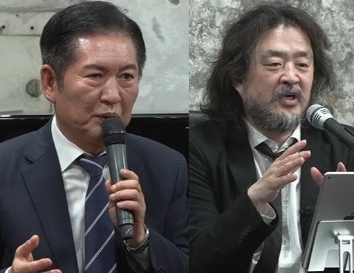 정청래(왼쪽 사진) 더불어민주당 대표와 방송인 김어준씨. 딴지방송국 유튜브 캡처