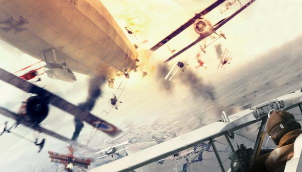 제1차 세계대전 당시 연합국과 독일의 공중전을 그린 영화 '라파예트'의 한 장면. 조종사가 적 비행기를 기관총으로 격추하기 위해 꼬리 물기를 시도한다.