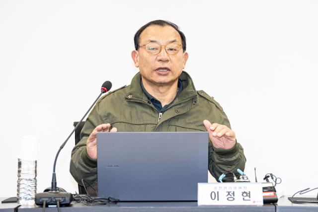 이정현 국민의힘 공천관리위원장이 지난달 26일 서울 여의도 중앙당사에서 제9회 전국동시지방선거 중앙당 공천관리위원회 3차 회의 시작에 앞서 발언하고 있다. 뉴스1