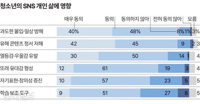 청소년의 SNS 개인 삶에 영향 그래픽=송정근 기자