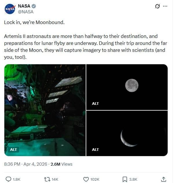 달에 더 가까워진 아르테미스 2호... '오로라 낀 지구' 사진도 보내와