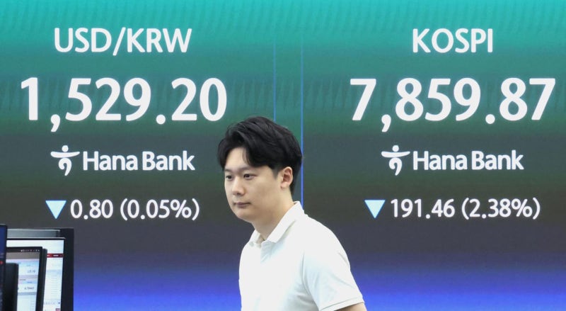 [속보] 삼성전자 역대급 실적에도 5% 하락...코스피 8000선 이탈