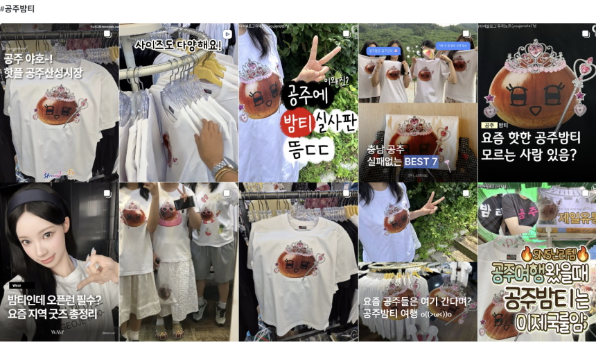 충남 공주시의 특산물인 밤을 유쾌하게 풀어낸 '공주밤티'가 사회관계망서비스(SNS)상에서 인기를 끌고 있다. 인스타그램 캡처