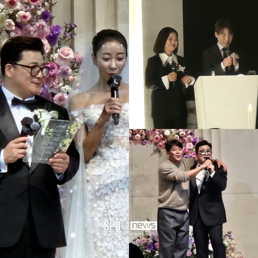 <b>윤정수</b>원진서 <b>결혼식</b> 현장 포착, 사회는 김숙…"더이상 엮지말아달라...