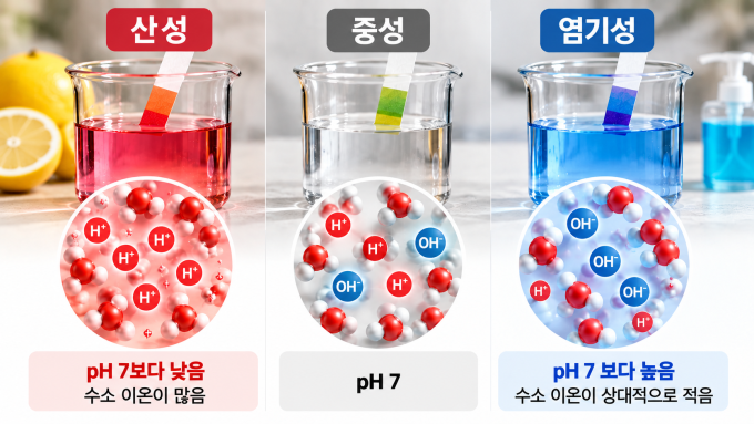 산성, 중성, 염기성의 차이. 생성형 AI 제작
