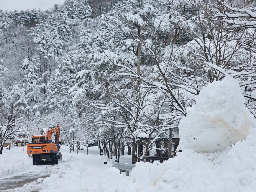 在第三次,在Buyeon -dong -dong -si的度假勝地,正在降雪。yonhap新聞