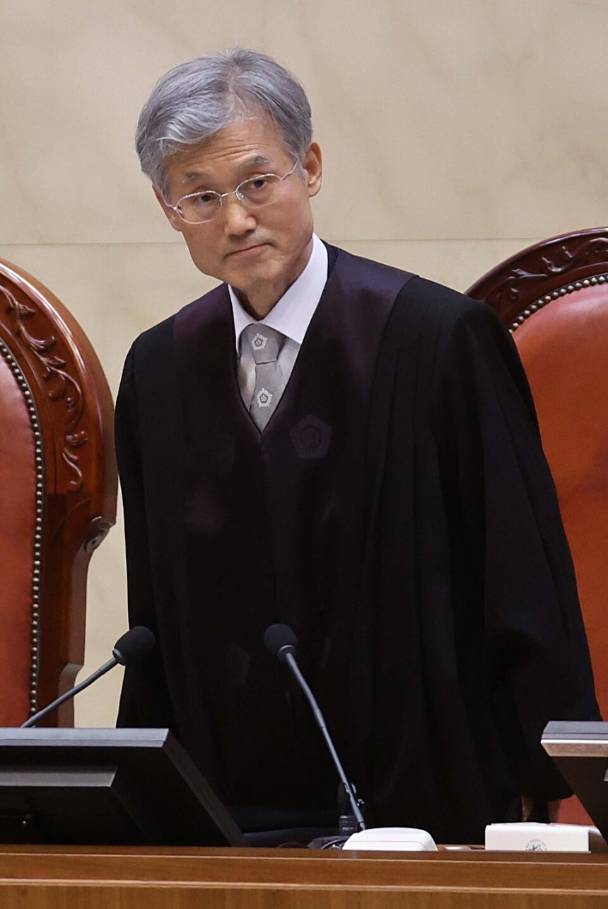 조희대 대법원장이 5월1일 서울 서초구 대법원에서 열린 이재명 더불어민주당 대선 후보의 공직선거법 위반 사건 상고심 선고 재판에 참석하고 있다.ⓒ 연합뉴스