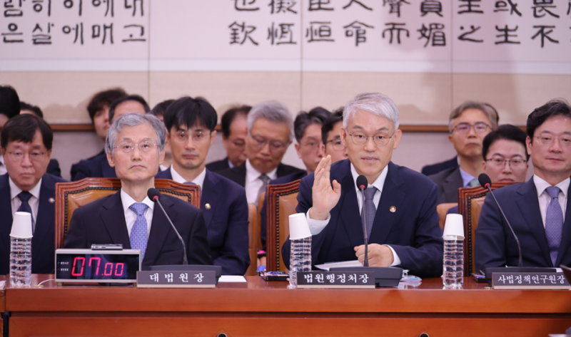 <b>법원행정처장</b> "삼권분립, 초등학교 들어갈 때부터 배워…조희대 이석 요...