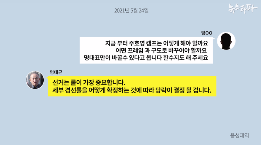 ▲ 명태균-임ㅇㅇ 카카오톡.'명태균PC' 디지털포렌식으로 복원한 내용을 이미지로 재구성했다.&#160;&#160;