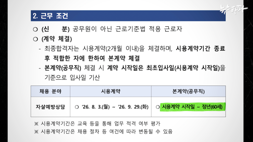 보건복지부 자살예방상담전화 109번 채용공고
