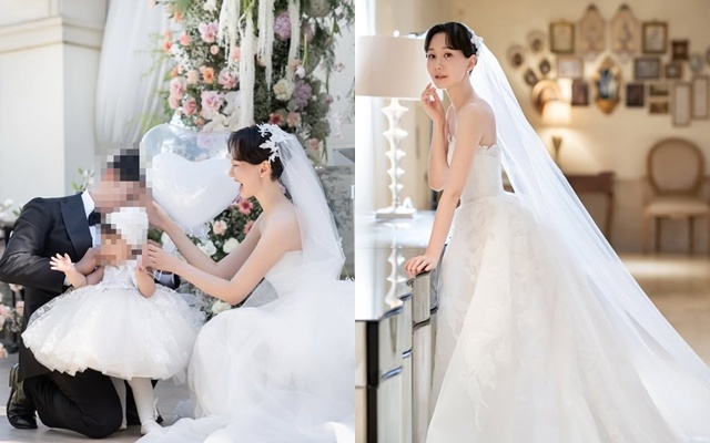 <b>이유영</b>, 출산 1년 만 뒤늦은 <b>결혼</b>식‥훈훈 남편+똑닮은 딸과 함께