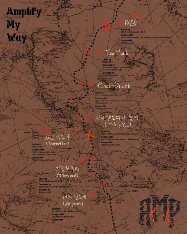 AxMxPミニアルバム『Amplify My Way』ダブルタイトル入りトラックリスト