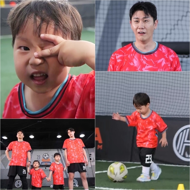 <b>김준호</b> 子 정우, 국대 출신 父 닮아 상위 1% 운동신경‥이강인 슛돌이 ...