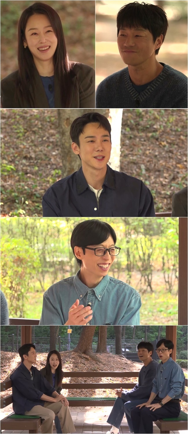 SBS『틈만나면,』の収録で、ソ・ヒョンジン、イ・チョニ、ユ・ヨンソク、ユ・ジェソクが会話する場面を並べた写真