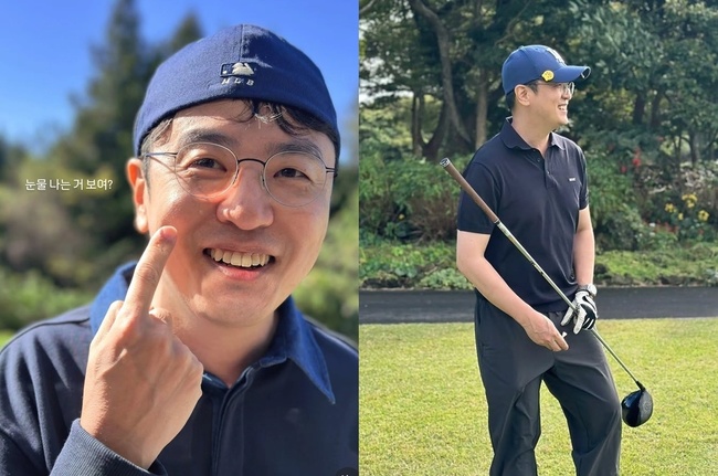 済州島のゴルフ場で笑顔を見せるチェ・ドンソク
